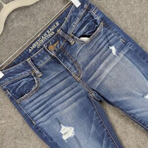 American Eagle Jegging Size 4 Regular Dark Wash Distressed Ripped Denim